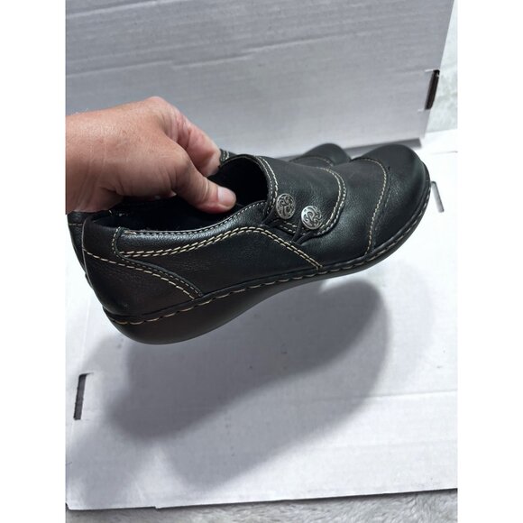 Clarks Womens Bendables Black Leather Slip-On Shoes Size 8M - Picture 3 of 8